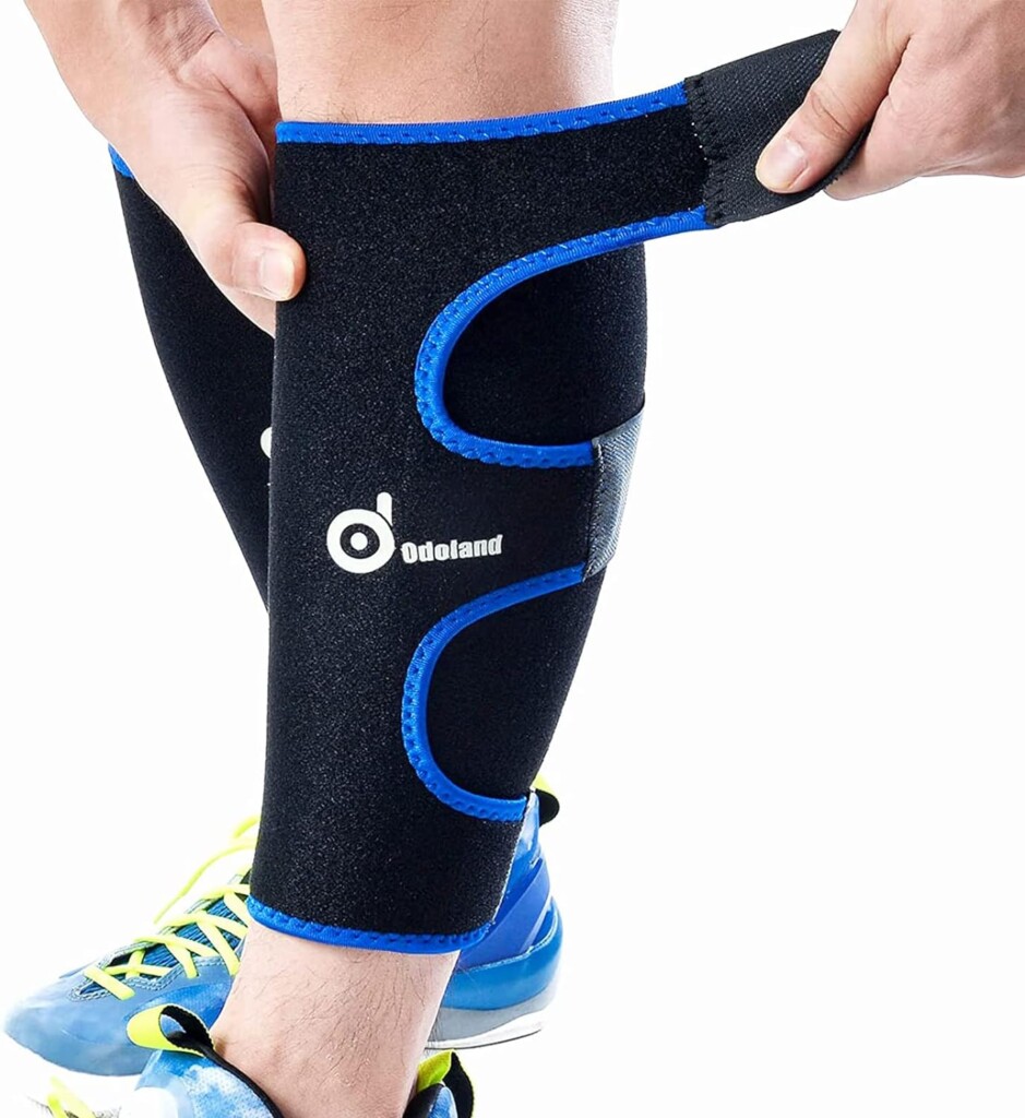 Odoland Calf Compression Sleeve Calf Brace for Calf Pain Relief Strain, Sprain, Tennis Leg and Calf Injury - Guard Leg 