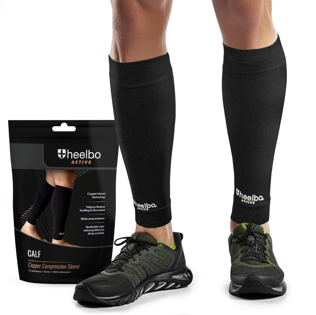 Heelbo Copper Infused Calf Compression Sleeves, Support Muscle Recovery & Blood Circulation